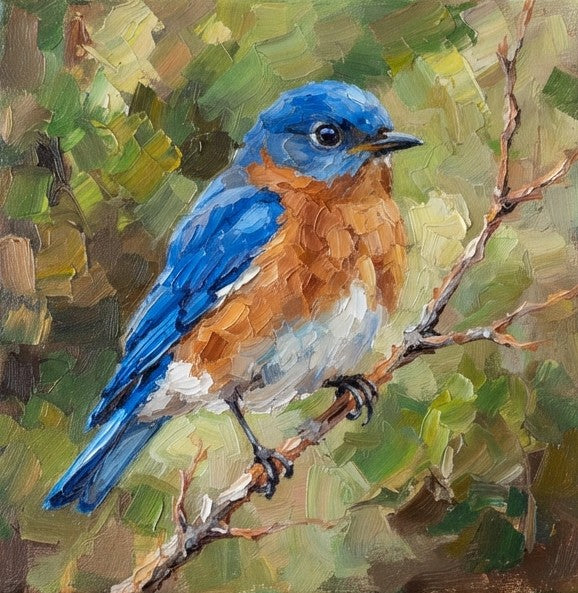 Hand Painted Canvas Art, Blue Bird Painting, Bird Art on Canvas, Miniature Wall Art, Original Small Paintings, Heavy Texture Painting