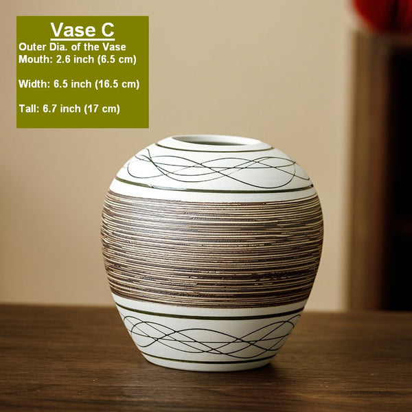 Large Flower Vase on Table, Modern Bouquet Flower Vases, Centerpiece on Dining Table, Handmade Pottery Flower Vases Urn, Water Holding Flower Vases-Paintingforhome