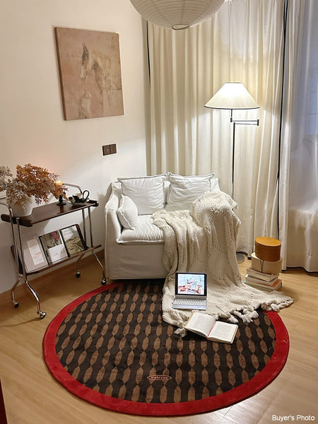 Geometric Modern Rugs for Living Room, Mid Century Circular Rugs for Bedroom, Abstract Contemporary Round Rugs under Chairs, Modern Rugs for Dining Room-Paintingforhome