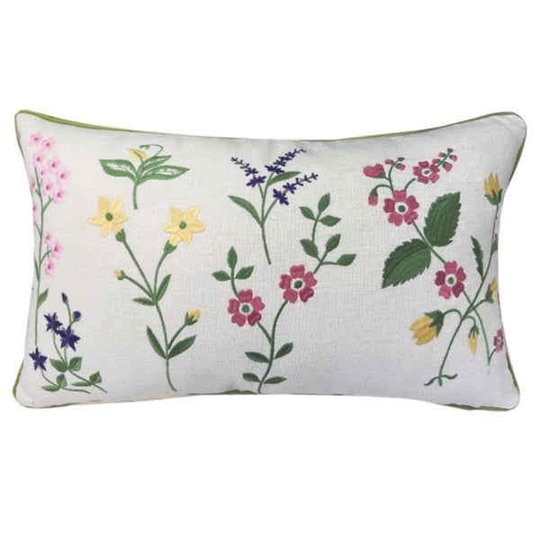 Farmhouse Sofa Decorative Pillows, Embroider Flower Cotton Pillow Covers, Spring Flower Decorative Throw Pillows, Flower Decorative Throw Pillows for Couch-Paintingforhome