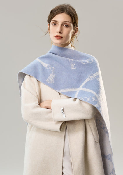 Elegant Designer Scarf, Holiday Women Scarf, Christmas Gifts for Her, Modern Wool Scarf, Warm Winter Scarf, Cold Weather Scarf, Blue Fashion Scarf, Soft Cashmere Scarf for Girls-Paintingforhome