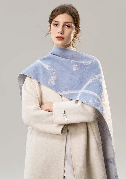 Elegant Designer Scarf, Holiday Women Scarf, Christmas Gifts for Her, Modern Wool Scarf, Warm Winter Scarf, Cold Weather Scarf, Blue Fashion Scarf, Soft Cashmere Scarf for Girls-Paintingforhome