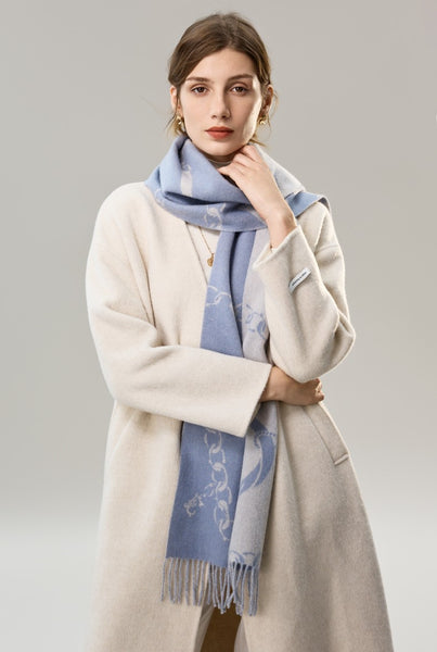 Elegant Designer Scarf, Holiday Women Scarf, Christmas Gifts for Her, Modern Wool Scarf, Warm Winter Scarf, Cold Weather Scarf, Blue Fashion Scarf, Soft Cashmere Scarf for Girls-Paintingforhome