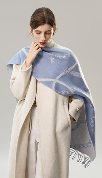 Elegant Designer Scarf, Holiday Women Scarf, Christmas Gifts for Her, Modern Wool Scarf, Warm Winter Scarf, Cold Weather Scarf, Blue Fashion Scarf, Soft Cashmere Scarf for Girls-Paintingforhome