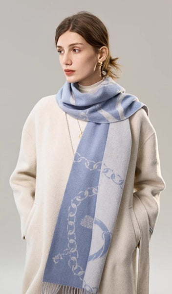 Elegant Designer Scarf, Holiday Women Scarf, Christmas Gifts for Her, Modern Wool Scarf, Warm Winter Scarf, Cold Weather Scarf, Blue Fashion Scarf, Soft Cashmere Scarf for Girls-Paintingforhome