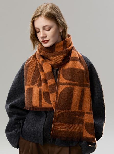 Casual Scarf for Women, Modern Wool Scarf for Women, Fashion Designer Scarf, Cold Weather Scarf, Winter Scarf, Soft Cashmere Scarf for Women-Paintingforhome