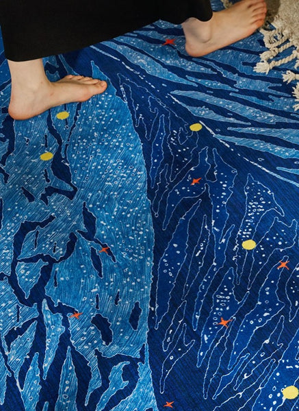 Geometric Modern Rugs under Dining Room Table, Contemporary Modern Rugs Next to Bed, Abstract Area Rugs for Living Room, Modern Carpets for Office-Paintingforhome