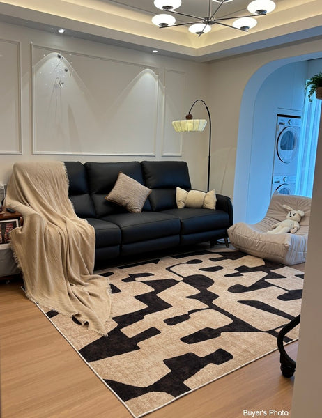 Large Modern Rugs for Living Room, Modern Rugs under Dining Room Table, Contemporary Abstract Rugs Next to Bed, Geometric Modern Carpets for Office-Paintingforhome