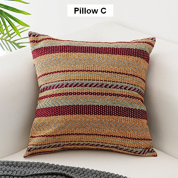 Unique Bohemian Decorative Sofa Pillows, Extra Large Geometric Pattern Chenille Throw Pillows, Oriental Throw Pillow for Couch-Paintingforhome