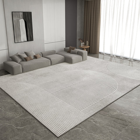 Extra Large Modern Rugs for Bedroom, Gray Contemporary Modern Rugs for Living Room, Geometric Modern Rug Placement Ideas for Dining Room-Paintingforhome