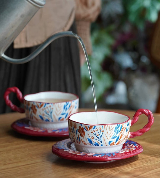 Ceramic Coffee Cup Set, Tea Cup With Saucer, Coffee Cup With Saucer, Porcelain Tea Cup Set, British Afternoon Tea Set, Gift Box Tea Set-Paintingforhome