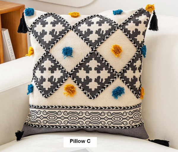 Geometric Modern Pillow Covers, Oriental Square Pillows for Bedroom, Bohemian Decorative Sofa Pillows, Decorative Throw Pillows for Couch-Paintingforhome