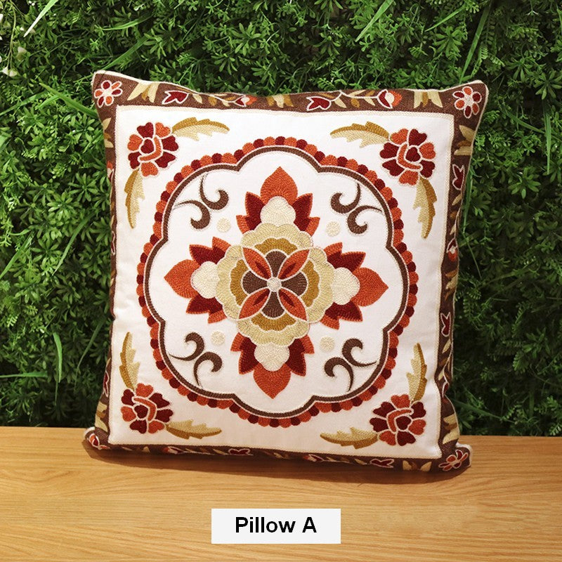 Sofa Decorative Pillows, Embroider Flower Cotton Pillow Covers, Cotton Flower Decorative Pillows, Farmhouse Decorative Throw Pillows for Couch-Paintingforhome