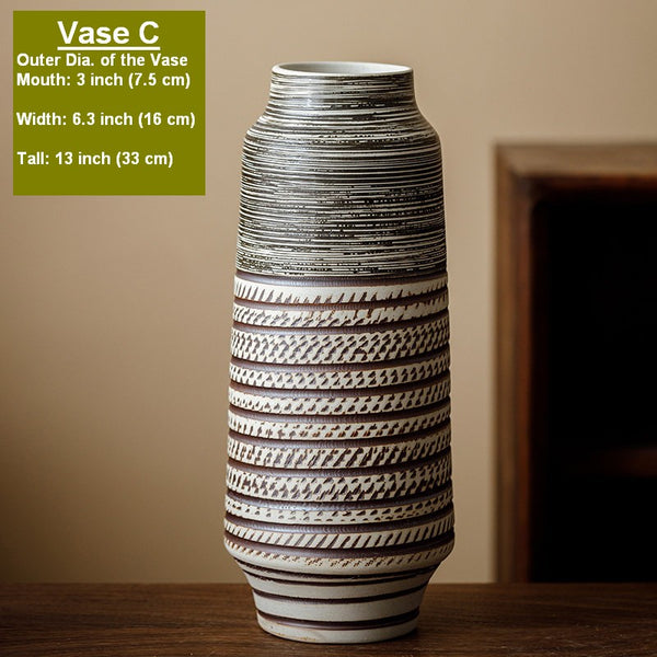 Modern Bouquet Flower Vases, Centerpiece on Dining Table, Handmade Pottery Flower Vases Urn, Water Holding Flower Vases, Large Flower Vase on Table-Paintingforhome