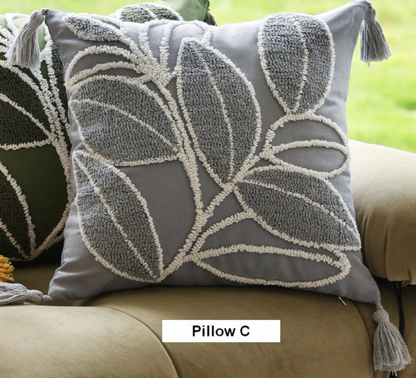 Contemporary Modern Sofa Pillow Covers, Square Modern Throw Pillows for Couch, Leaf Decorative Pillows for Bedroom, Modern Decorative Pillows for Interior Design-Paintingforhome