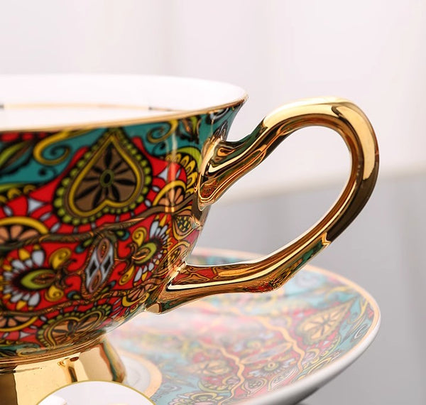 Royal Porcelain Tea Cup Saucer Set, Elegant British Ceramic Coffee Cups, Unique British Tea Cup and Saucer in Gift Box-Paintingforhome