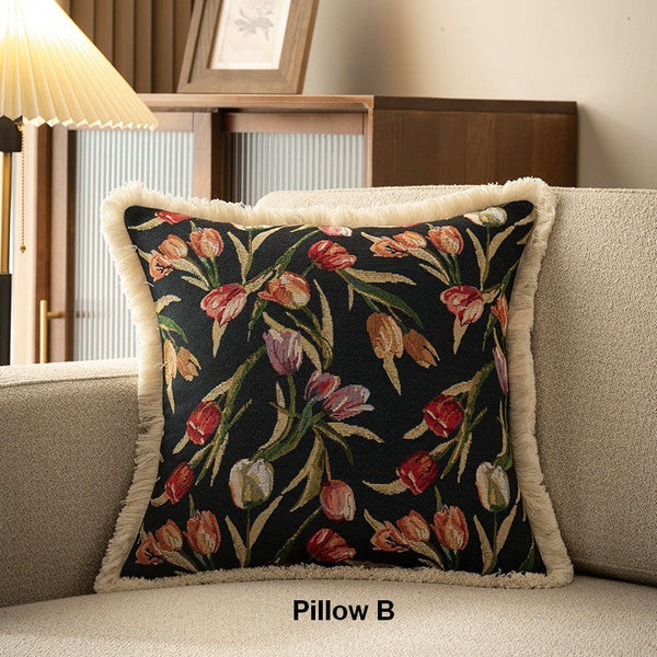 Tulip Flower Pillow Covers, Large Flower Decorative Pillows for Bedroom, Decorative Sofa Pillows for Couch, Farmhouse Decorative Pillows-Paintingforhome