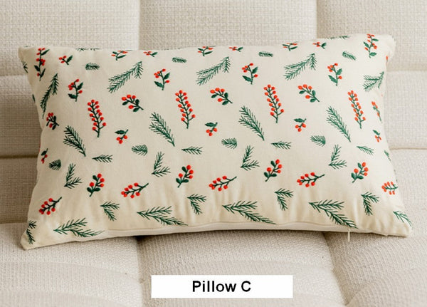 Decorative Pillows for Couch, Farmhouse Decorative Pillows for Sofa, Embroider Flower Cotton Pillow Covers, Spring Flower Decorative Pillows for Bedroom-Paintingforhome