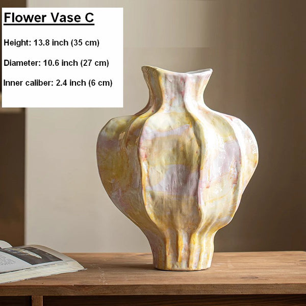 Centerpiece Ceramic Bouquet Vases, Handmade Modern Flower Vase, Large Contemporary Vases on Dining Table, Porcelain Vases for Modern Home Decor-Paintingforhome