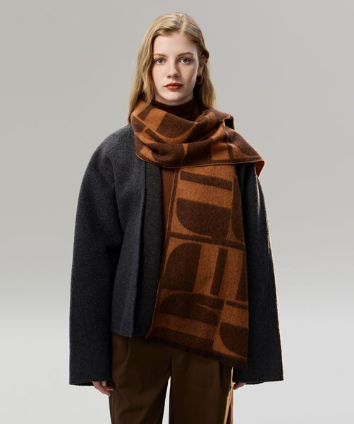 Casual Scarf for Women, Modern Wool Scarf for Women, Fashion Designer Scarf, Cold Weather Scarf, Winter Scarf, Soft Cashmere Scarf for Women-Paintingforhome