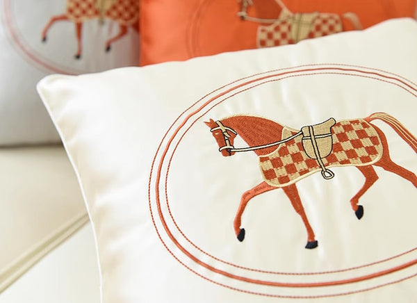 Embroider Horse Pillow Covers, Modern Decorative Throw Pillows, Horse Decorative Throw Pillows for Couch, Modern Sofa Decorative Pillows-Paintingforhome
