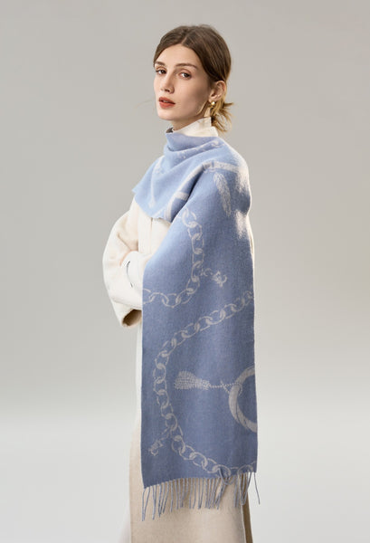 Elegant Designer Scarf, Holiday Women Scarf, Christmas Gifts for Her, Modern Wool Scarf, Warm Winter Scarf, Cold Weather Scarf, Blue Fashion Scarf, Soft Cashmere Scarf for Girls-Paintingforhome