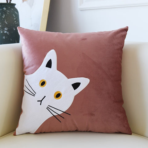 Decorative Throw Pillows, Modern Sofa Decorative Pillows, Lovely Cat Pillow Covers for Kid's Room, Cat Decorative Throw Pillows for Couch-Paintingforhome