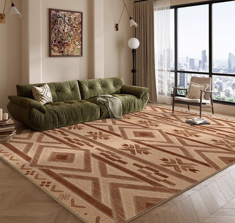 Mid Century Modern Rugs Next to Bed, Contemporary Rugs for Bedroom, Abstract Modern Carpets for Living Room, Modern Rugs for Dining Room-Paintingforhome