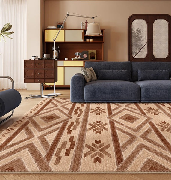 Mid Century Modern Rugs Next to Bed, Contemporary Rugs for Bedroom, Abstract Modern Carpets for Living Room, Modern Rugs for Dining Room-Paintingforhome
