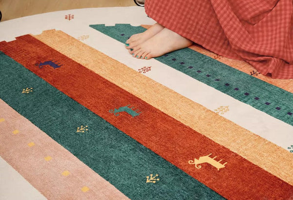 Modern Rugs for Children's Room, Geometric Modern Rug Ideas for Living Room, Circular Modern Rugs for Bathroom, Abstract Contemporary Round Rugs for Dining Room-Paintingforhome