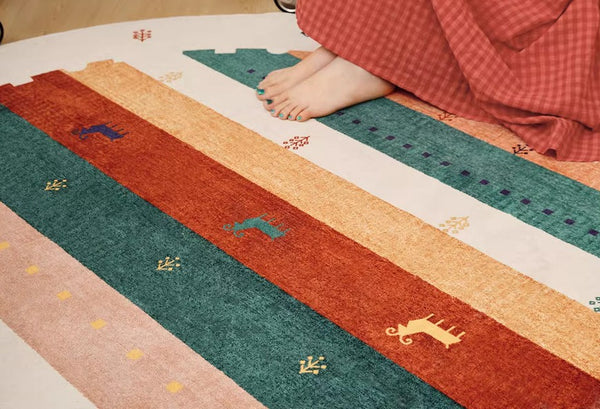 Modern Rugs for Children's Room, Geometric Modern Rug Ideas for Living Room, Circular Modern Rugs for Bathroom, Abstract Contemporary Round Rugs for Dining Room-Paintingforhome