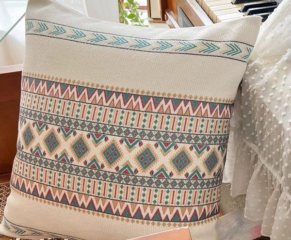 Modern Square Pillows for Couch, Bohemian Decorative Sofa Pillows, Geometric Modern Pillow Covers, Oriental Decorative Throw Pillows for Dining Room-Paintingforhome