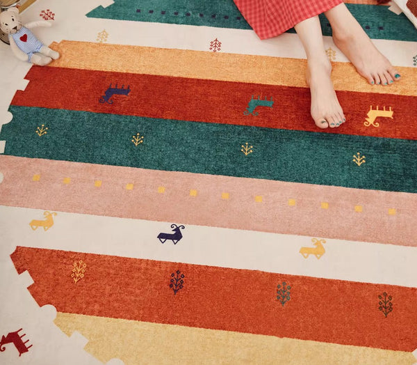 Modern Rugs for Children's Room, Geometric Modern Rug Ideas for Living Room, Circular Modern Rugs for Bathroom, Abstract Contemporary Round Rugs for Dining Room-Paintingforhome