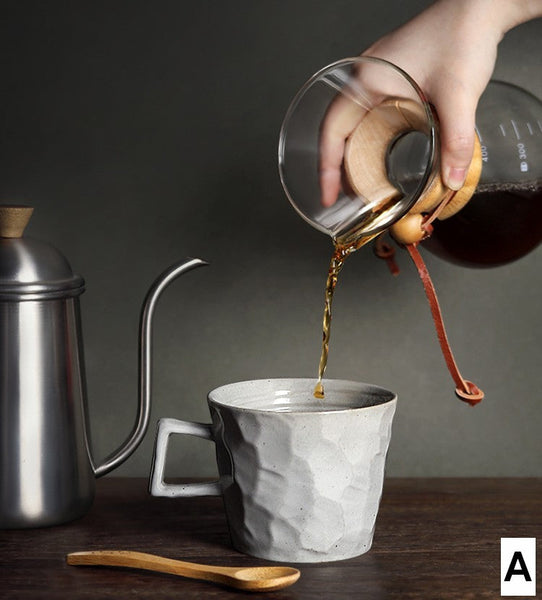 Modern Handmade Pottery Coffee Cup, Creative Brown White Black Blue Ceramic Coffee Mugs, Large Unique Tea Cup, Large Capacity Coffee Cups-Paintingforhome