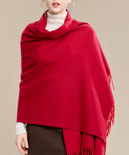 Long Wool Scarf, Soft Wool Scarf for Women, Evening Wrap, Red Winter Shawl, Elegant Shawl, Warm Cape, Fashion Scarf, Christmas Gift, Gifts for Women-Paintingforhome