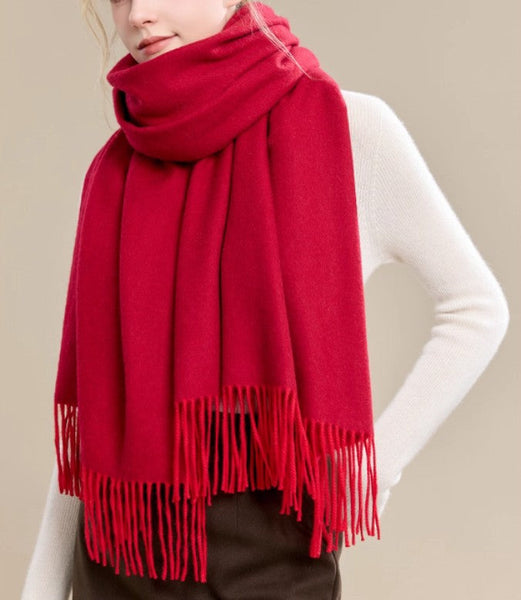 Long Wool Scarf, Soft Wool Scarf for Women, Evening Wrap, Red Winter Shawl, Elegant Shawl, Warm Cape, Fashion Scarf, Christmas Gift, Gifts for Women-Paintingforhome