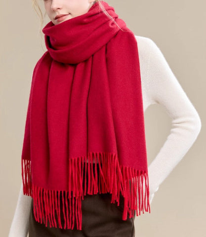 Long Wool Scarf, Soft Wool Scarf for Women, Evening Wrap, Red Winter Shawl, Elegant Shawl, Warm Cape, Fashion Scarf, Christmas Gift, Gifts for Women-Paintingforhome