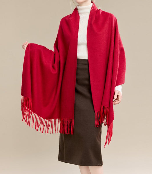 Long Wool Scarf, Soft Wool Scarf for Women, Evening Wrap, Red Winter Shawl, Elegant Shawl, Warm Cape, Fashion Scarf, Christmas Gift, Gifts for Women-Paintingforhome