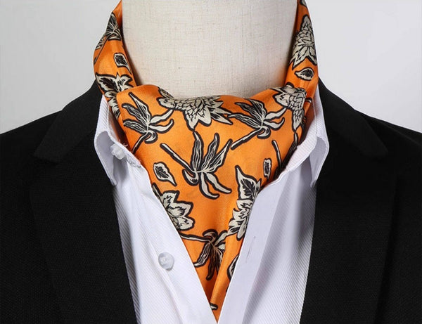 Casual Silk Scarf Men, Lightweight Short Silk Scarf, Mens Dress Silk Scarf, Short Silk Ascot Men, Silk Scarf For Blazer, Mens Summer Silk Scarf-Paintingforhome