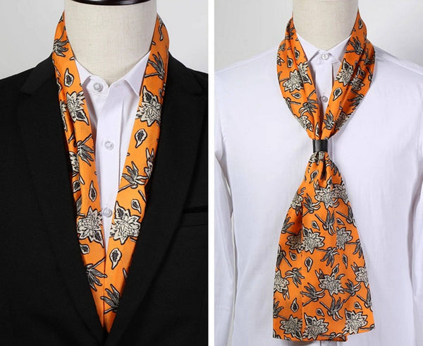 Casual Silk Scarf Men, Lightweight Short Silk Scarf, Mens Dress Silk Scarf, Short Silk Ascot Men, Silk Scarf For Blazer, Mens Summer Silk Scarf