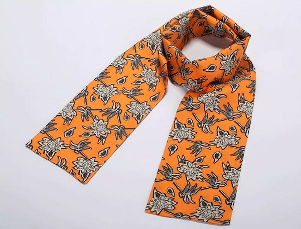 Casual Silk Scarf Men, Lightweight Short Silk Scarf, Mens Dress Silk Scarf, Short Silk Ascot Men, Silk Scarf For Blazer, Mens Summer Silk Scarf