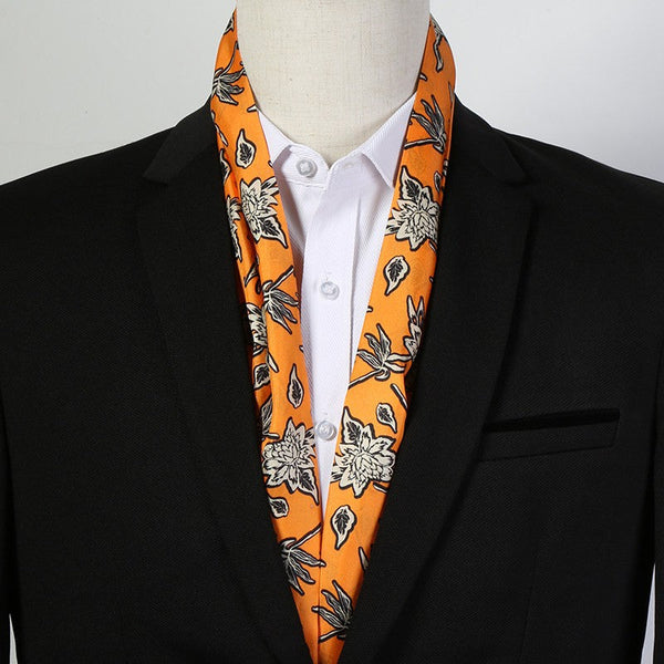 Casual Silk Scarf Men, Lightweight Short Silk Scarf, Mens Dress Silk Scarf, Short Silk Ascot Men, Silk Scarf For Blazer, Mens Summer Silk Scarf