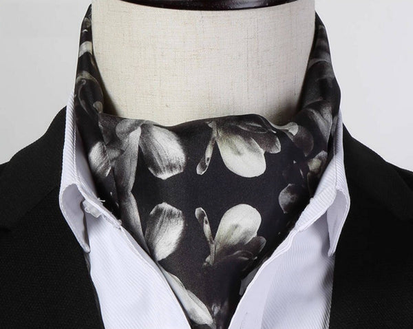 Lightweight Short Silk Scarf, Casual Silk Scarf Men, Mens Dress Silk Scarf, Short Silk Ascot Men, Silk Scarf For Blazer, Mens Summer Silk Scarf-Paintingforhome