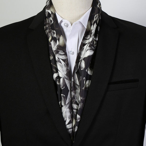 Lightweight Short Silk Scarf, Casual Silk Scarf Men, Mens Dress Silk Scarf, Short Silk Ascot Men, Silk Scarf For Blazer, Mens Summer Silk Scarf-Paintingforhome