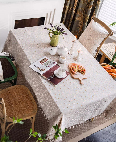 Rustic Flower Pattern Table Covers for Kitchen, Large Rectangle Tablecloth for Dining Room Table, Linen Rectangular Tablecloth for Oval Table, Country Farmhouse Tablecloth-Paintingforhome