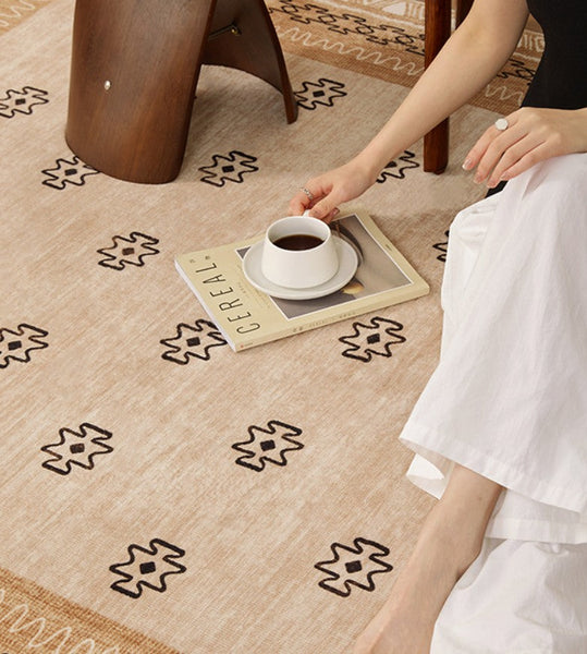 Abstract Contemporary Modern Rugs, Modern Rugs for Dining Room, Geometric Contemporary Rugs Next to Bed, Mid Century Area Rugs for Living Room-Paintingforhome