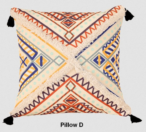 Square Pillows for Couch, Oriental Decorative Throw Pillows for Living Room, Geometric Modern Pillow Covers, Bohemian Decorative Sofa Pillows-Paintingforhome