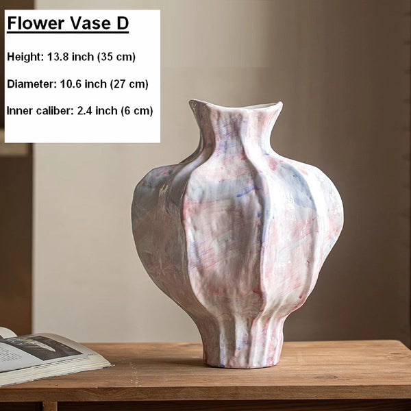 Centerpiece Ceramic Bouquet Vases, Handmade Modern Flower Vase, Large Contemporary Vases on Dining Table, Porcelain Vases for Modern Home Decor-Paintingforhome