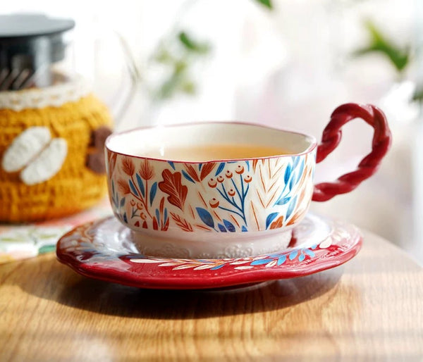 Ceramic Coffee Cup Set, Tea Cup With Saucer, Coffee Cup With Saucer, Porcelain Tea Cup Set, British Afternoon Tea Set, Gift Box Tea Set-Paintingforhome
