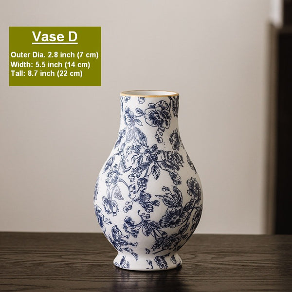 Porcelain Flower Vases, Modern Ceramic Bouquet Vases, Centerpiece on Dining Table, Flower Vase on Table, Handmade Water Holding Flower Vases-Paintingforhome